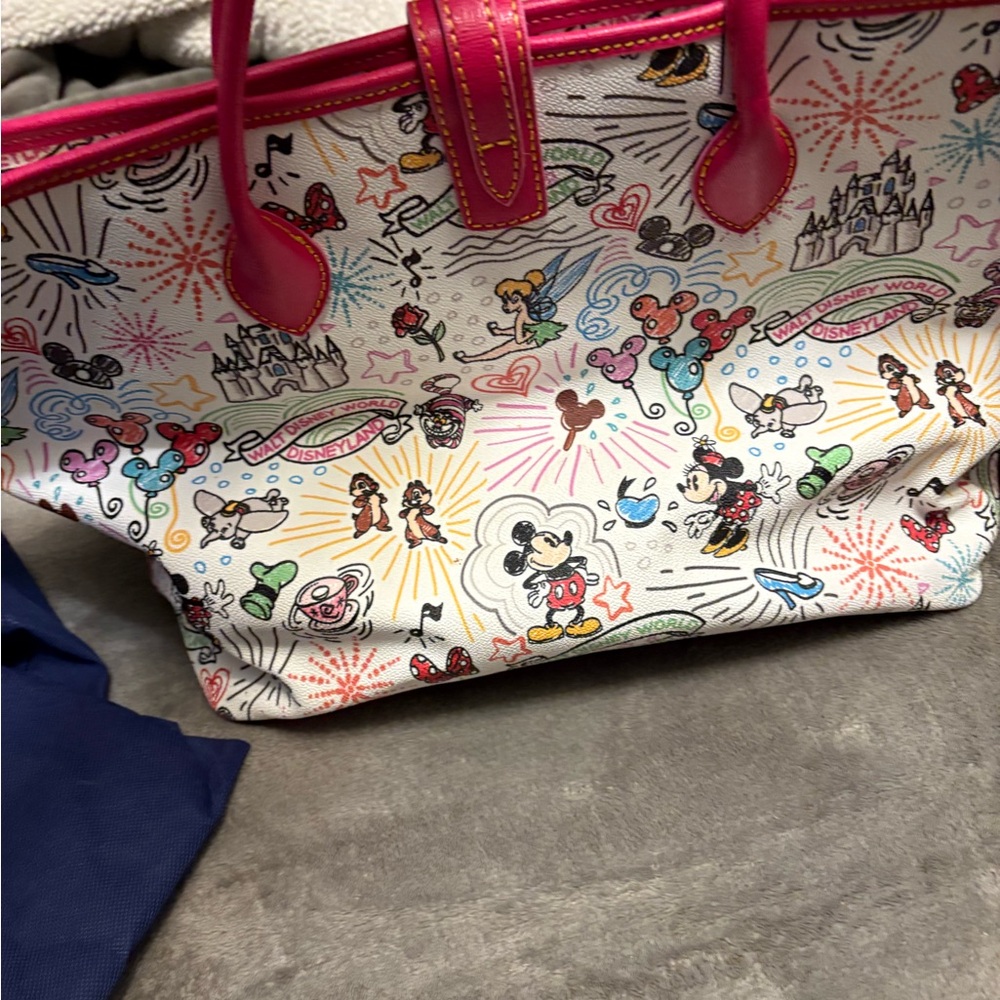 Dooney Burke Disney 10th Anniversary Sketch Large Tote Bag with dust bag - Picture 4 of 9